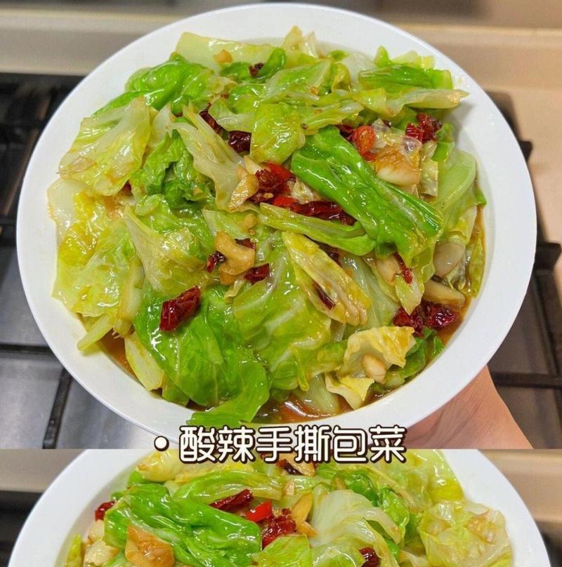 手撕包菜煸肉片的家常做法（快乐厨房的美食享受）